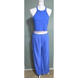 Ugerlov Ribbed Tank Top & Lounge Pants Set Blue Size:XL